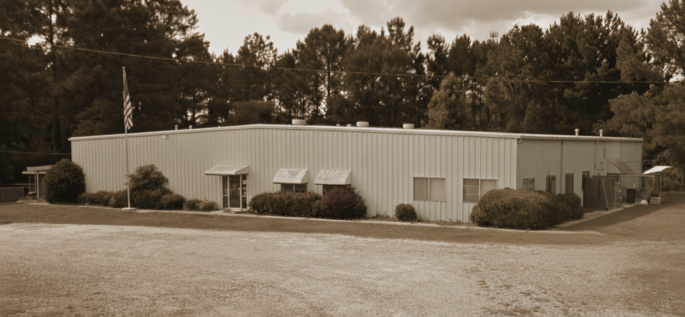 Historic photo of the original Muscogee County Humane Society building and founders